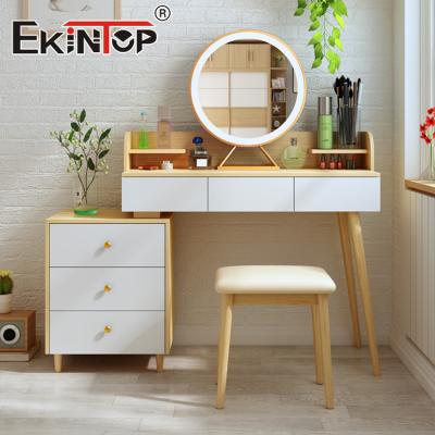 China Ekintop Bedroom Furniture Adjustable Dressing Table Designs (Height) Modern Makeup Vanity Table Set Bedroom Mirror Dressers for sale