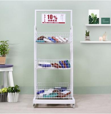 China Three-Layer Basket Rack Metal Shelving Storage Rack Shoe Display Rack 0013 for sale