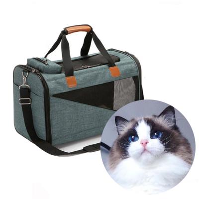 China 2021 New Arrival JZB015 Foldable Pet Travel Bag Dog Cat Carrier Handbag Dog Carrier Bag Breathable With Dog Poop Bag Holder for sale