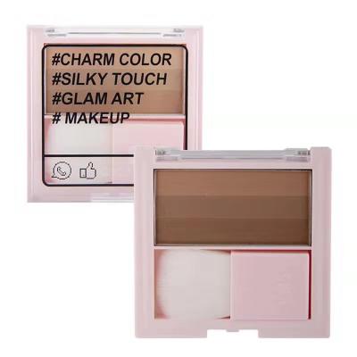 China Sunscreen Hanskin Package Contour Palette Highlighter Bar Makeup Private Label Pink Frosted Palette With Engrave Supplies for sale