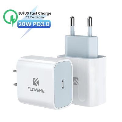 China PD 20W Fast Charging Mobile Phone Wall Charger Free Shipping 1 OK OK CE FLOVEME PD 20W Wall Charger US EU Plug Travel Adapter Promotional Custom sample accept for sale