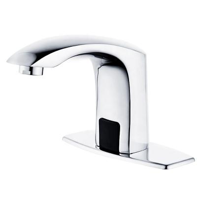 China Latest Sense Faucets Design Deck Mount Sensor Water Faucet Spend Saving Brass Hospital Water Tap Bathroom Automatic Smart Chrome Faucet for sale