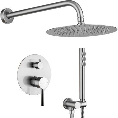 China Shower Heads With Nickel Rain Shower Arm Brushed System Wall Mounted High Pressure Shower Faucet Set for sale