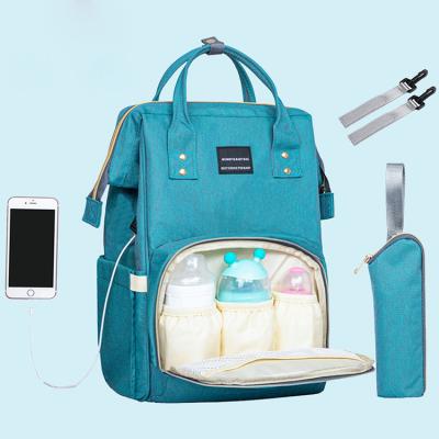 China With 2021 Newest USB Interface Diaper Baby Bags Diaper Bag Maternity Backpack With Stroller Strap For Travel Baby Care for sale