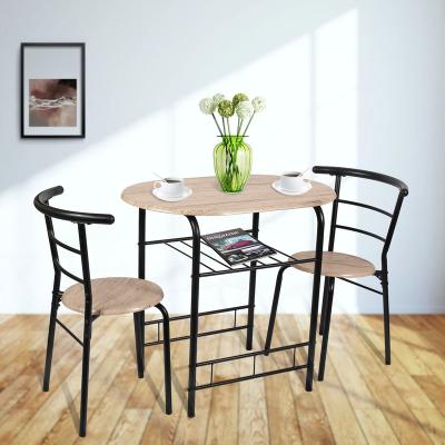 China Customized 3 Piece Metal and Wood Dining Set, Include 1 Table and 2 Chairs, Gray Color (2 Person Seating) for sale