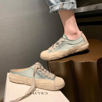 China Fashion trend summer oxygen silk satin dissolved soles casual shoes women summer board shoes thick canvas shoes for sale