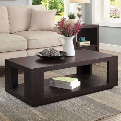 China Modern living room coffee table with lower shelf, espresso for sale