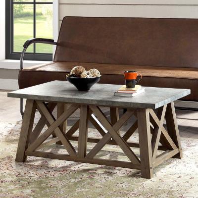 China Modern Minimalist Farmhouse Coffee Table, Dark Brown for sale