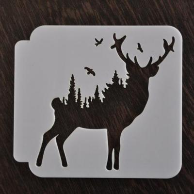 China Painting On Wood Plastic Forest Deer Art Painting Stencil Stencil Custom For Wall Canvas Furniture Maps Decor for sale