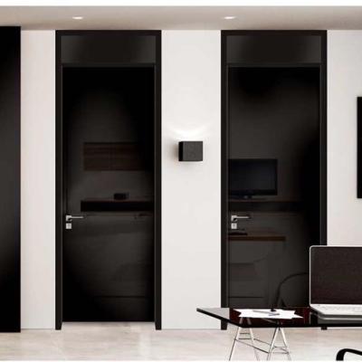 China Minimalist high gloss glossy matte black front door for sale