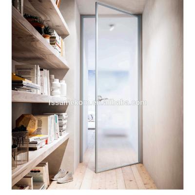 China Swing Bathroom Tempered Glass Door With Flower , New Elegant Bathroom Door With Glass for sale