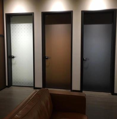 China Modern Aluminum Frame Interior Frosted Glass Bathroom Entry Doors Design for sale