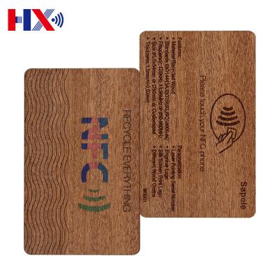 China Sapele Rfid Iso14443a Smart 213/216 Wood Nfc Hotel Key Card Waterproof/Waterproof Programmable Business Cards for sale