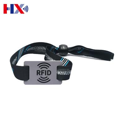 China Waterproof/13.56mhz RFID Waterproof Passive Polyester Fabric Woven Rfid Wristband QR Code NFC Wristband/NFC Wristband For Marathon Event for sale