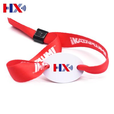 China Festival Event Ticket System Waterproof / Waterproof Cloth Custom Printing Wristband With RFID Smart Card for sale