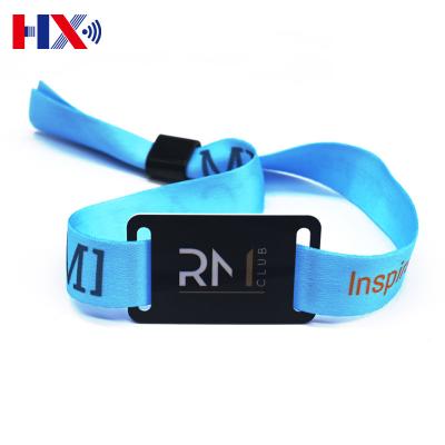 China Waterproof Custom Logo Personalized 1Stain/Waterproof Wristband Festival Fabric Woven Wristband For Music Party for sale