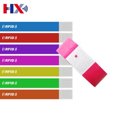 China Waterproof / Waterproof 13.56Mhz Custom Printed Disposable NFC RFID Heat Paper Wristband For Tracking for sale