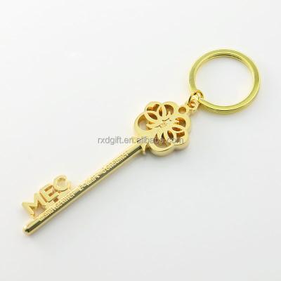 China American Promotional Gold Plated Pure Custom Key Shape Metal Key Chain for sale