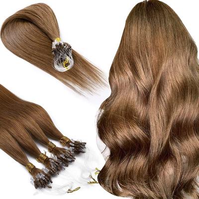 China Wholesale Cuticle Aligned Hair No Tangle Free All Split Ends Double Ended Micro Ring Hair Extension Russian Curl Micro Loop Human Hair Extension Virgin Remy Pulled Hair for sale