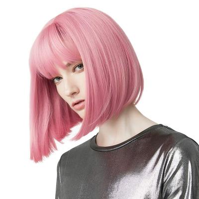 China Silky Straight Wholesale 150% Density Wave None Lace Front Wigs Glueless Machine Made For Short Bob Hair Color Women Wigs With Bangs for sale