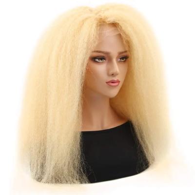 China Body Wave Yaki Wigs 10A Brazilian Remy Human Hair Lace Wigs 13x4 Blonde Curly Straight Hair Wigs For Black Women for sale