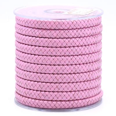 China 2021 new environmental friendly wide pink 12mm genuine fashion knitted leather twine for sale