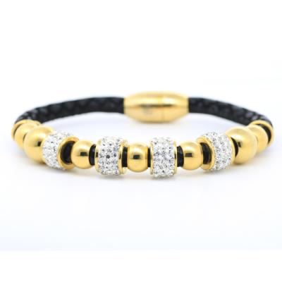 China / Fashion Customerized Classic Thin Waist Style 18k Stainless Steel Clasp PU Bracelet for sale