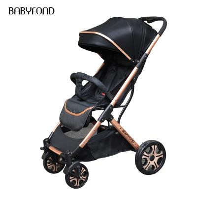 China New Design PU Baby Carrier Babyfond Baby Pram Leather Trim Bebe Carriage Light Baby Stroller With Dropshipping For Travel Newborn System for sale