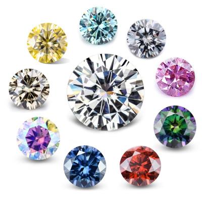 China Color Play or Fire Kaisney Wholesale price GRA certificate Round cut Color Moissanite diamond VVS loose gemstone for Jewelry making for sale