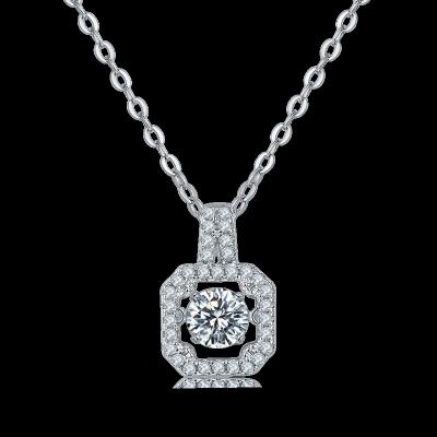 China CLASSIC Kaisney Smart Princess S925 Silver Necklace 0.5ct D VVS Moissanite Diamond Pendant white gold plated Chain jewelry for sale