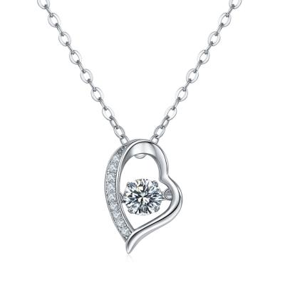 China CLASSIC Kaisney Smart Love Classic white gold plated Necklace 0.5ct D VVS Moissanite Diamond Pendant S925 Silver Chain jewelry for sale