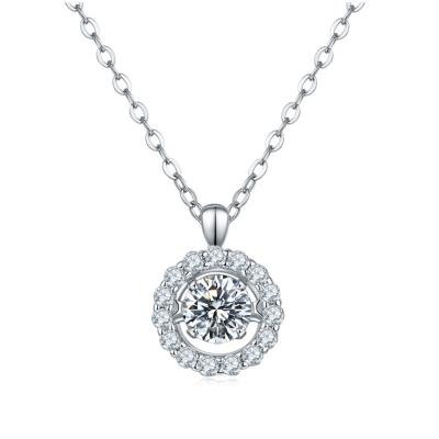 China CLASSIC Kaisney Diamond Dream White gold plated Pendant Necklace Round cut Moissanite Diamond VVS Classic Chain jewelry for sale