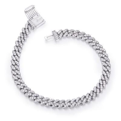 China Hiphop Kaisney Manufacturer Hip Hop Jewelry 6mm 8mm Wide S925 Silver Bracelet Moissanite Diamond Iced Out Cuban Link Chain for sale