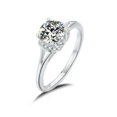 China CLASSIC Kaisney jewelry S925 Silver Engagement Ring Round Brilliant Cut 1ct D VVS Moissanite Diamond Ring for sale