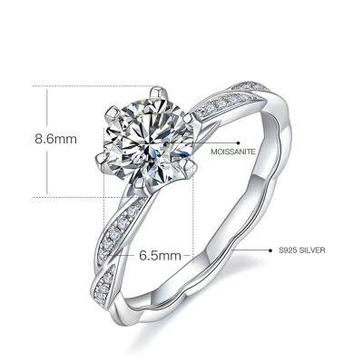 China CLASSIC Kaisney Custom Fine Jewelry GRA certified Moissanite Diamond S925 Silver white gold Engagement Ring for Women for sale