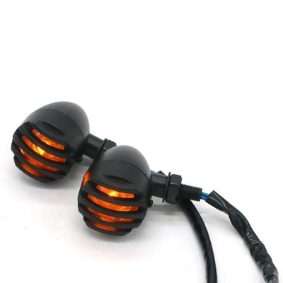 China Universal Metal+ABS Lens 12V Motorcycle Front Turn Indicator Signal Light Turn Signals Indicator For Harley Yamaha Black Housing Bullet Amber Lights for sale