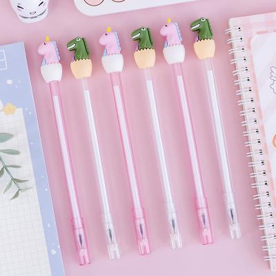 China Good Quality Gel Pen Cute Little Dinosaur Unicorn Eggshell Pen With Soft Glue Head Normal Gel Pen for sale