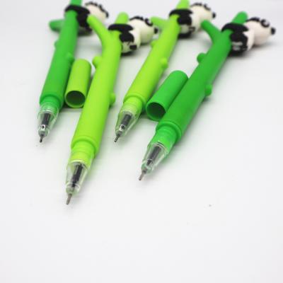 China Factory Sale Cute PVC Rubber Plastic Custom Design Practical Creative Bamboo Panda Cartoon Pens for sale