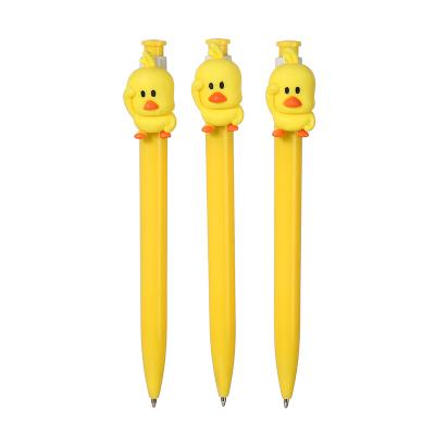 China Factory Direct Sale Cute Cartoon Duck Ball Pen Kawaii Click Yellow Ball Pen for sale