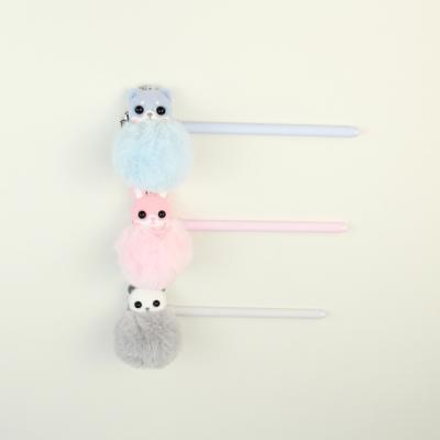 China New Cute Customizable Tip Pen Cartoon Multicolor Pom Pom Pen For Kids Stationery Kids for sale