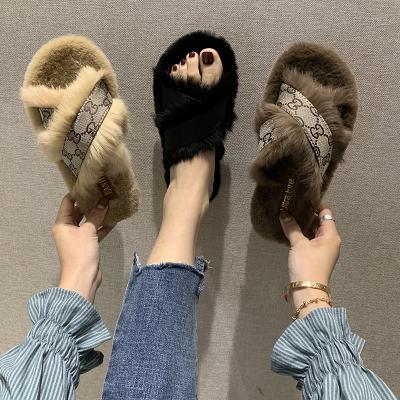 China Fashion trend autumn and winter women's cotton home slippers cotton non-slip warm slippers for sale