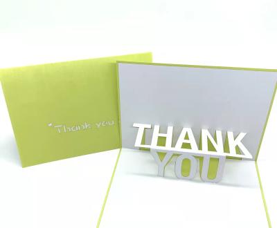 China Custom Gold Foil Eco-Friendly Thank You Note Greeting Cards 3D Customized LOGO Wedding And Business Thank You Cards for sale