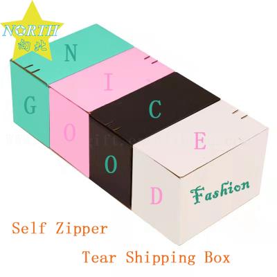 China Recycled Materials Customized Zipper Shipping Mailer Packaging Box With Self Adhesive Sealing Tear Off Tape Paper Box for sale