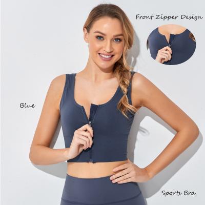 China New Breathable No Steel Ring Zipper Vest Yoga Nursing Sports Bra Underwear Fitness Bra Front for sale