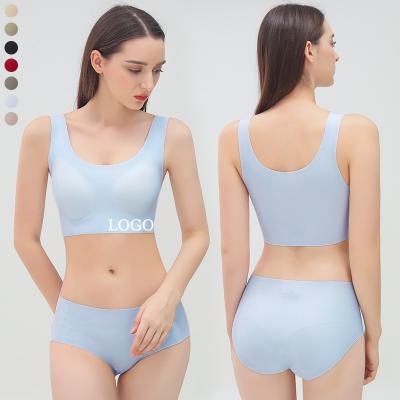 China Wholesale Breathable Logo Custom Wireless Latex 7 Colors Breathable Bra And Traceless Size M-XL Stretch Vest Style Women 288 Panties Top for sale