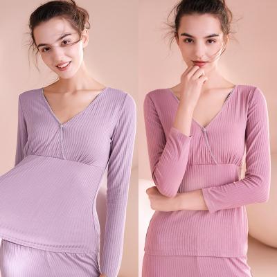 China Antibacterial Cross Convenient Open Buckle Fashion Women Warm Long Sleeve Maternity Maternity Pajamas for sale