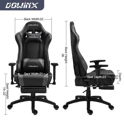 China Free Sample (Height) Adjustable PC Racing Reclining Computer Gaming Leather Chair With Footrest for sale