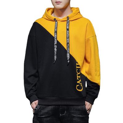 China Color Matching Sweater Two Tone Hoodies Personality Print Hooded Men's Casual Fashion Breathable Loose Soft Sleeve Pullover Long Drop for sale