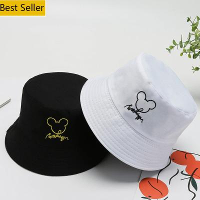 China HB0001 logo unisex solid flat surface custom made blank fashion wide brim cotton embroidery travel bucket fisherman hats cotton brim hat for sale