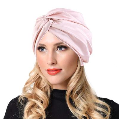 China Wholesale HNC07 Women's Checked Silk Cross Hijab Covers Bone Tube Turban Hat Muslim Hood Cap Inner Hijab for sale